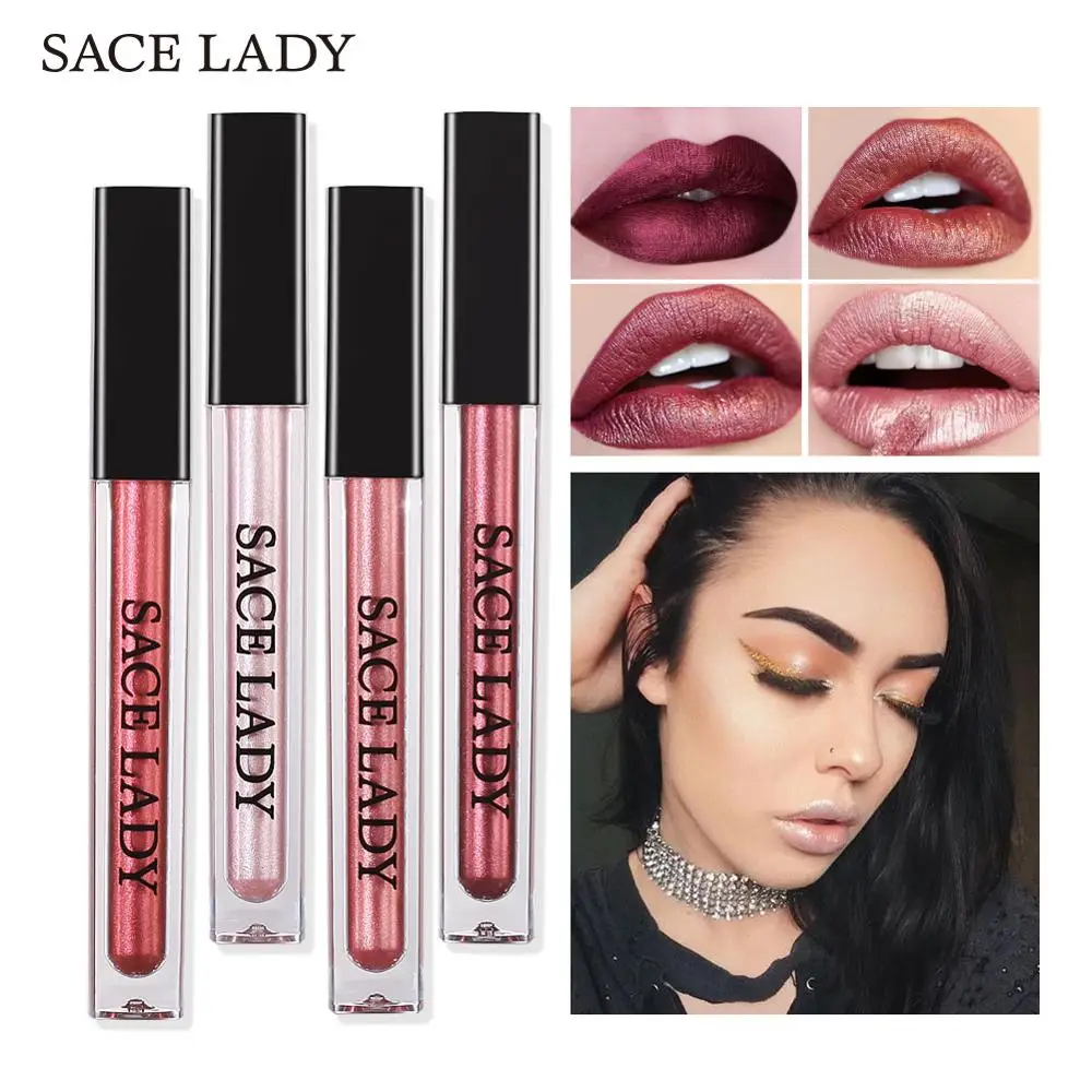 SACE LADY Waterproof Metallic Lip Gloss Set Long lasting Liquid