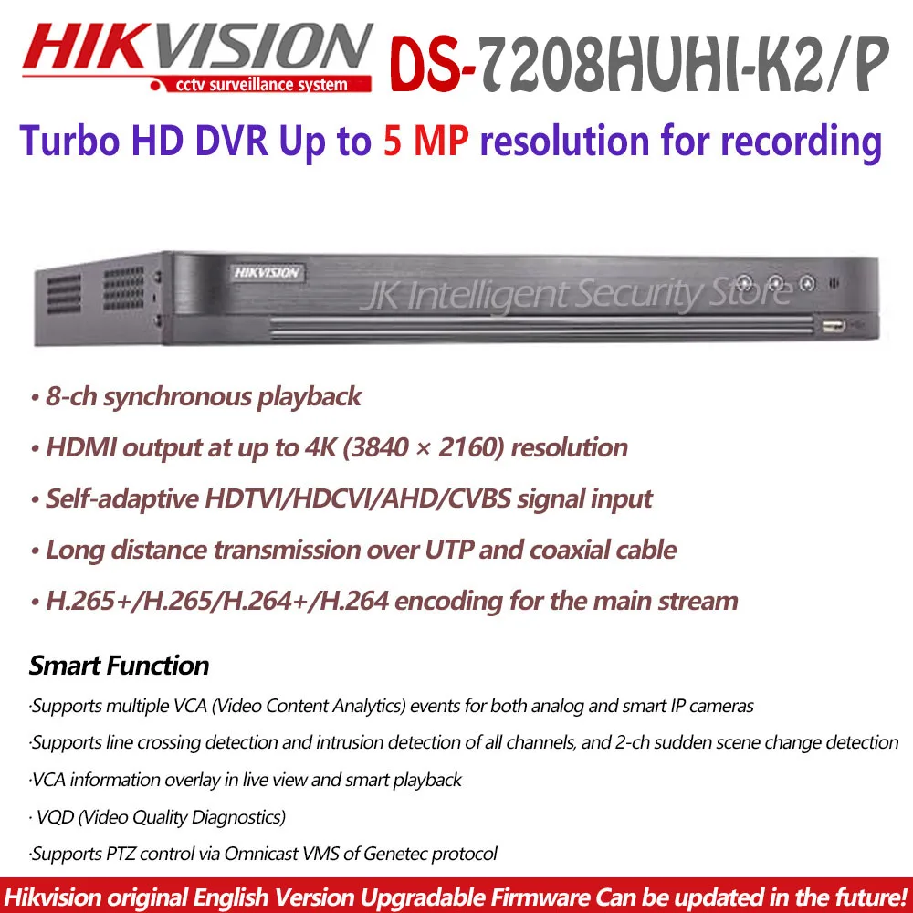 Hikvision Ds 78huhi K2 P English Version Turbo Hd Dvr 8ch 5mp Hdtvi Hdcvi Ahd Cvbs 6mp Dvr 4k Hdmi Synchronous Playback Playback Aliexpress
