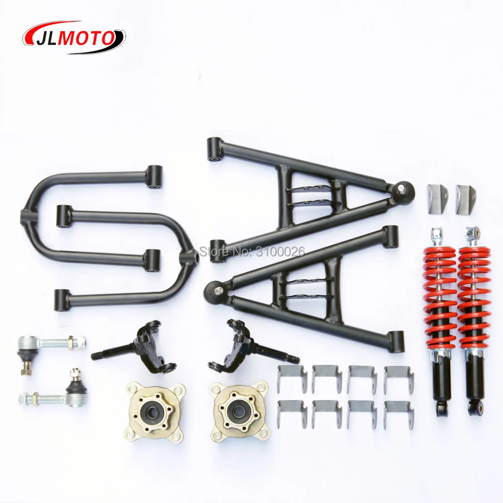1Set Front Suspension Swingarm Upper/Lower A Arm Steering Strut Knuckle Spindles with Brake Disc Whee Hubs Fit For DIY ATV Parts 1Set Front Suspension Swingarm Upper/Lower A Arm Steering Strut Knuckle Spindles with Brake Disc Whee Hubs Fit For DIY ATV Parts