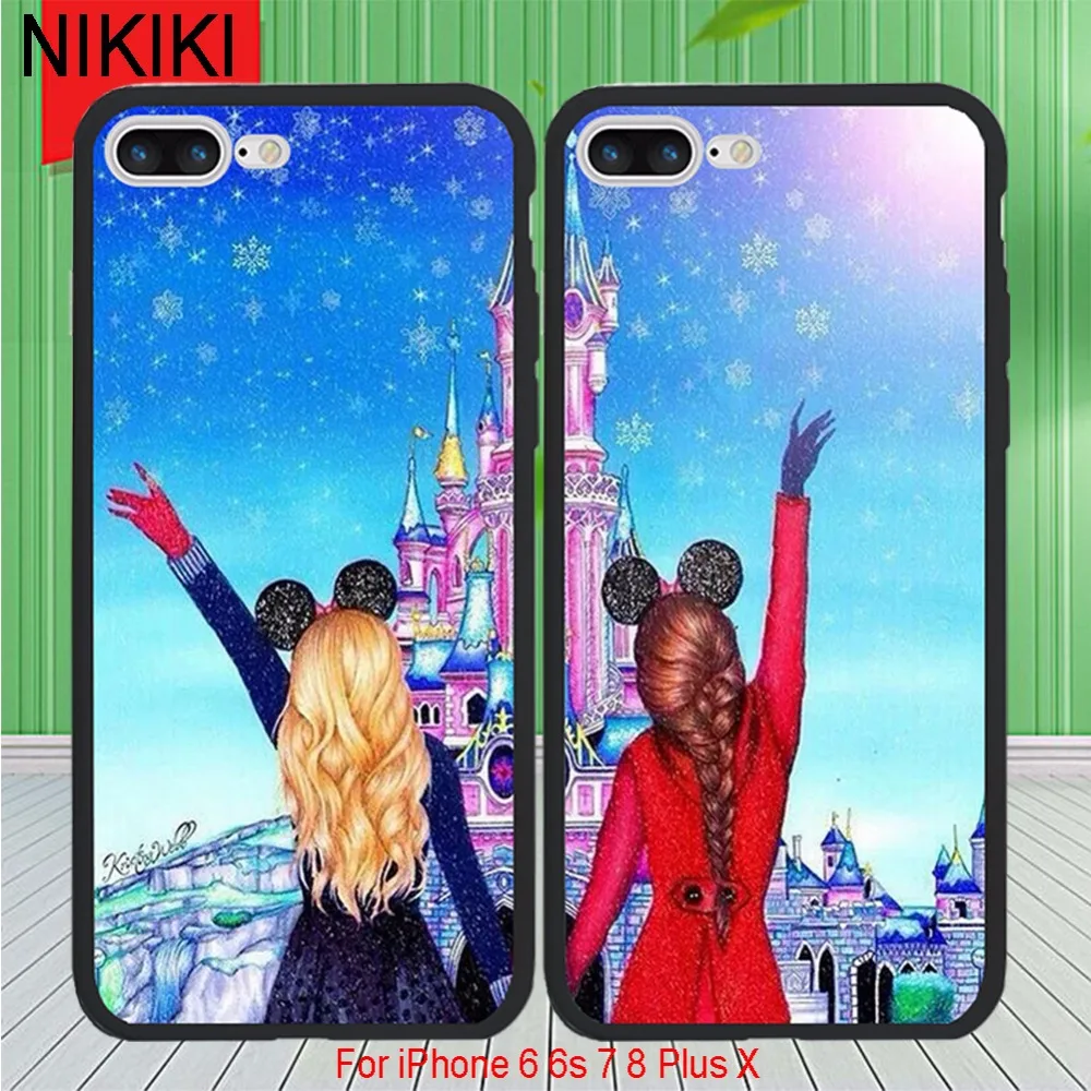 

ciciber Best Friends BFF Phone Cases For iPhone 8 7 Plus 6 6s X Soft TPU Silicon Frame & Hard PC Lovely Beautiful Cover