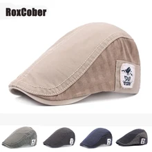 RoxCober Лето Весна хлопковые береты Простой моды плоский Плющ крышка высокого качества Gatsby козырек винтажная кепка газетчика
