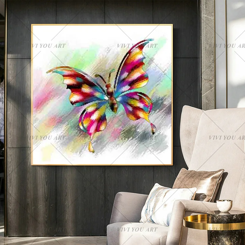 Ручная роспись фотографии животных на стену абстрактная красочная бабочка картина маслом на холсте лучший подарок домашний декор настенная живопись