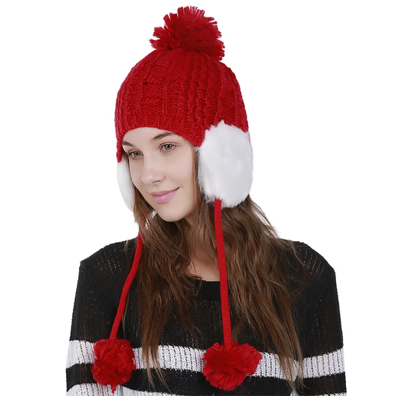 Winter Hats for Women Pompom Berets Gorros Fur Bomber Hats Knitted Hats