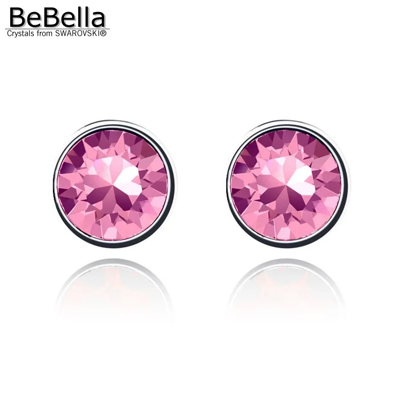 Женские серьги гвоздики с круглым кристаллом BeBella 7 мм кристаллы Сваровски