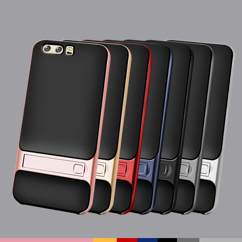 عودة يغطي لهواوي P10/P10 زائد حالات سيليكون 3D الأصلي حامل الهجين 360 واقية الهاتف المحمول درع HuaweiP10 p10Plus