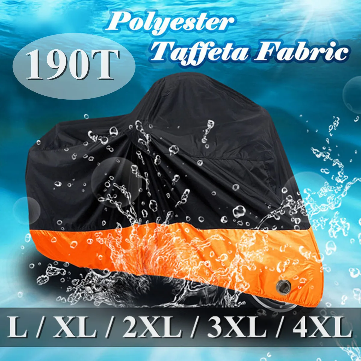 

L/XL/2XL/3XL/4XL 190T Waterproof Motorcycle Cover Case Outdoor Protect Rain Dust UV Motorbike Protector Elastic Hem Side Squeeze