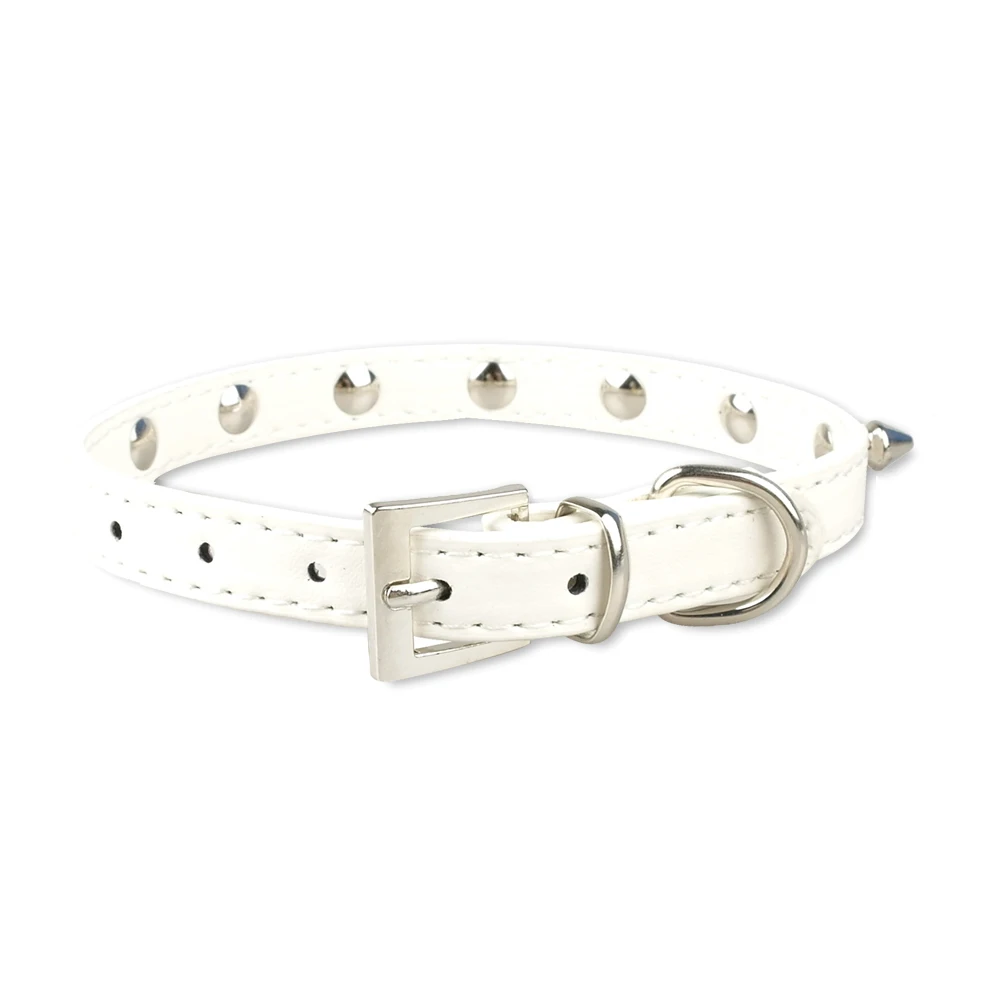 1 Row Cute Rivets Studded Dog Collar Puppy Cat Collars For Small Dogs Chihuahua Yorkies Neck for 8-18" Pink Color
