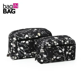 

Small Floral Cosmetic bag Black Makeup Bag Nylon Designer Beauty Bags