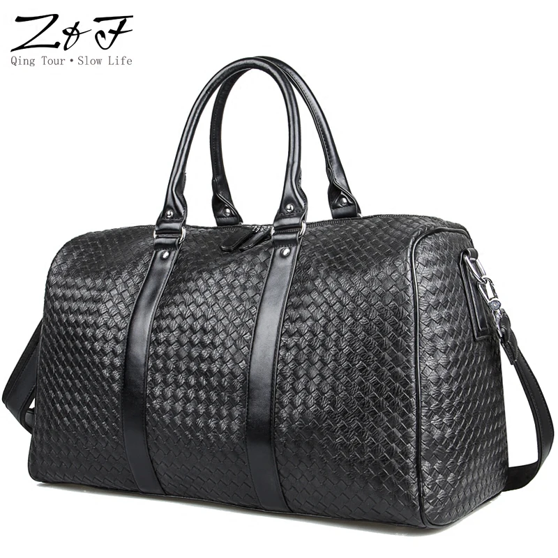 ZEROFRONT New Popular Design  PU Leather Weekend Duffel Bags Portable Multifunction Highcapacity Men's  Travel Bag Black Handbag