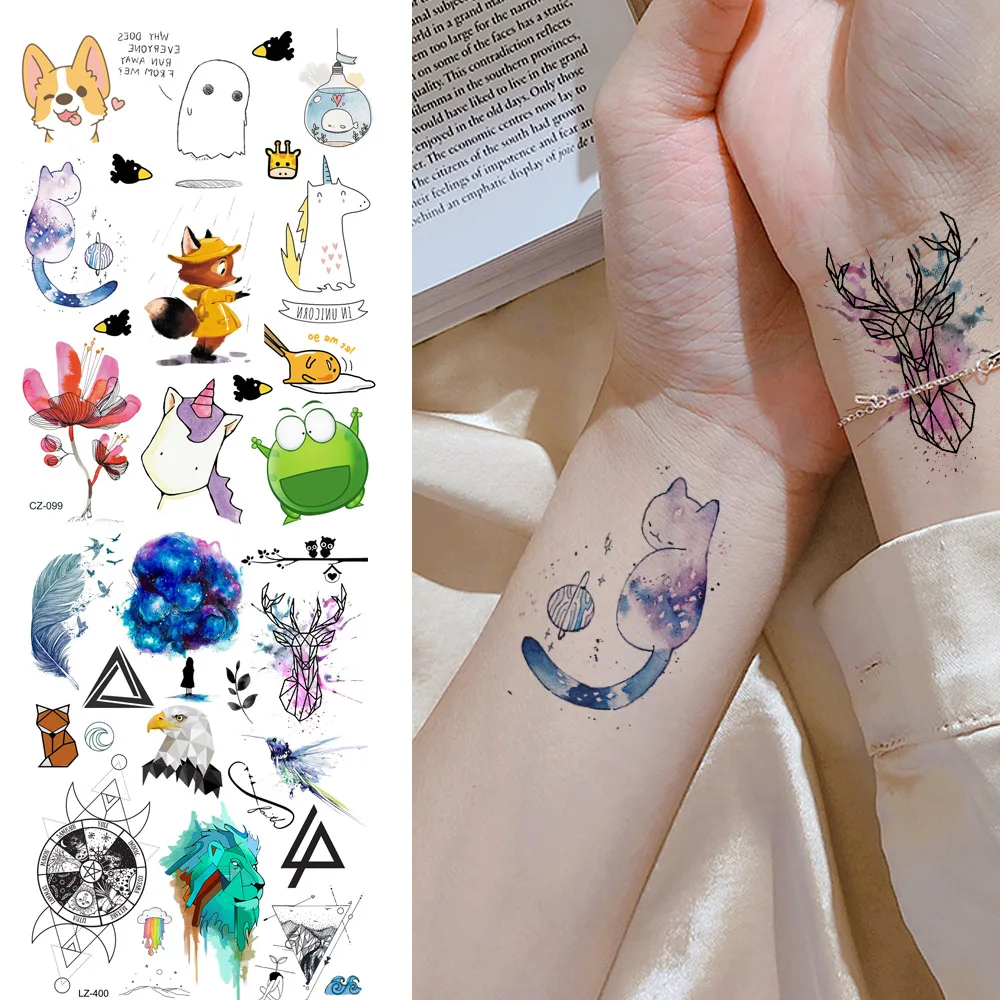 

FANRUI Cartoon Unicorn Flash Temporary Tattoos For Boy Girl Kids Body Art Tatoo Paper Waterproof DIY Dog Cat Fake Tattoo Sticker