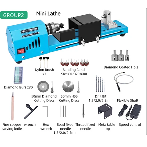 150 Вт Мини станок токарный мини-станок с двойным управлением DIY деревообрабатывающий Будда жемчужный токарный станок машина для шлифовки и полировки 12 V/24 V - Цвет: Set 2