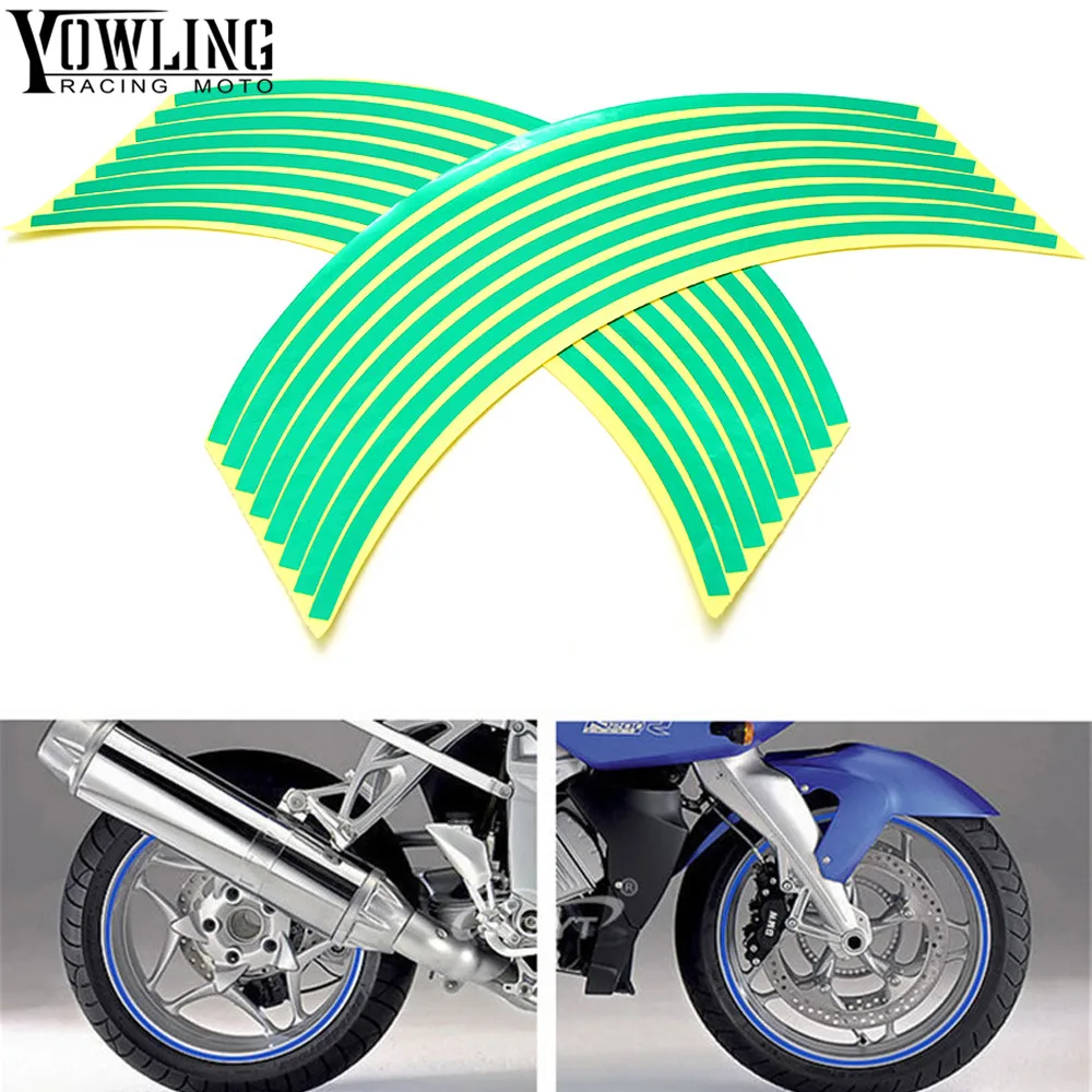 Per Kawasaki Er-5 Er6N Ninja Zx6R Zx7R Ninja 1000 1000R Colorato Moto Rcicli Adesivi Ruota Cerchio Riflettente Moto Stripe Tape