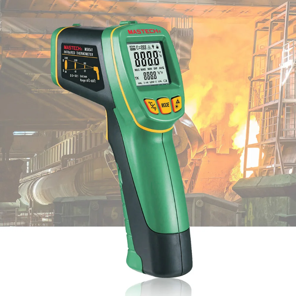 

MASTECH MS6541 Handheld Non-contact Infrared Thermometer Point Temperature Gun -50C~760C with K-type Thermocouple Temperature