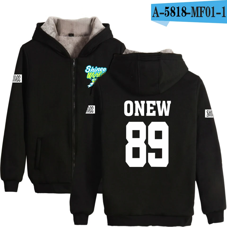 SHINEE ONEW Jonghyun Kpop женские толстовки на молнии толстовка с длинным рукавом для женщин/для мужчин вентиляторы молния теплая утепленная одежда - Цвет: black