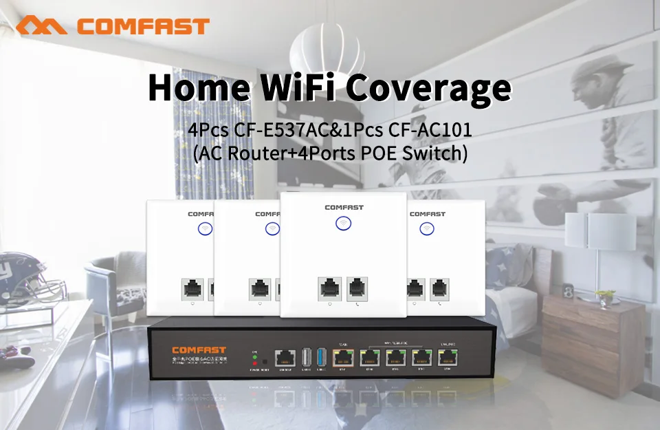 COMFAST беспроводной AP CF-E537AC 750 Мбит/с в стену AP 802.11AC 2,4+ 5,8G RJ45 RJ11 отель проект WiFi AP Поддержка AC Управление Wi-Fi точка доступа