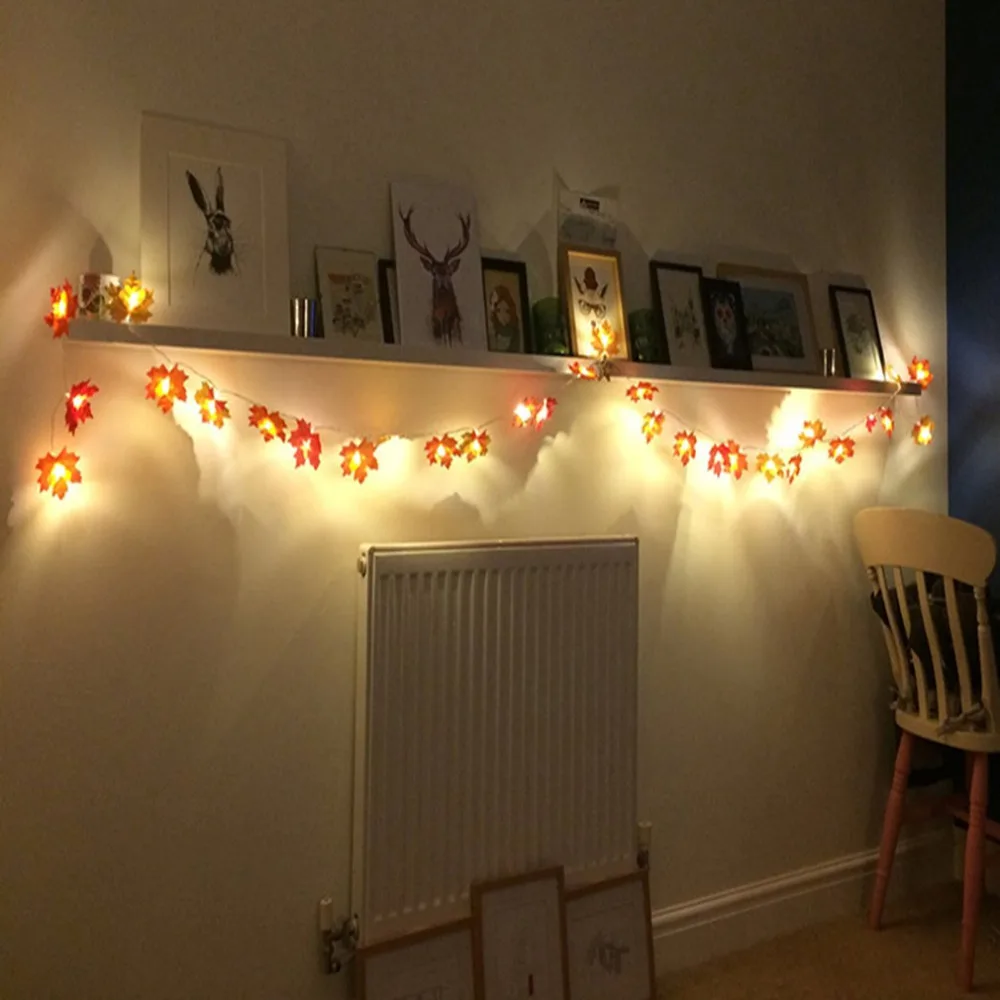 

Fall Garland Maple Leaf String Lights Shades of Orange and Yellow Leaves 10 LED Lights Perfect Christmas Gift (Warm White)