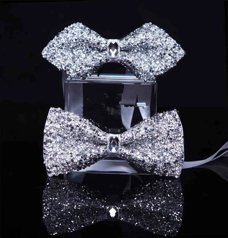 2018 men luxury diamond bow tie wedding business neck ties milky white