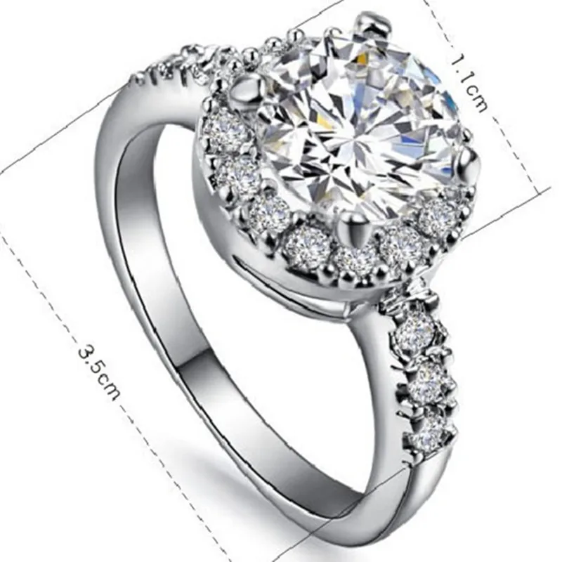 Solid 750 White Gold Round Enchanting 2Ct Synthetic Diamonds Women