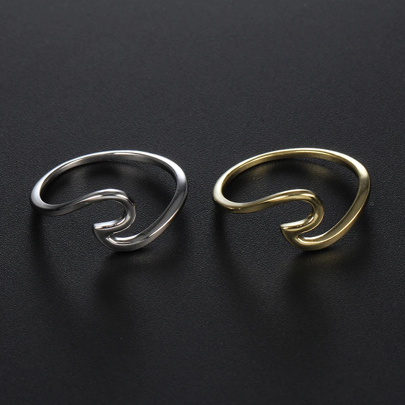 Shineland Brand Simple Wave Gold Silver Color 100% 925 Sterling Silver Finger Rings Women Girl Fashion Bijoux Party Wedding Gift