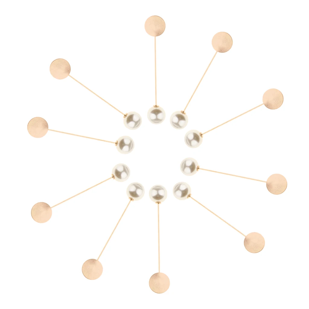 10 Pieces Women Men's Faux Pearl Stick Breastpin Brooch Pin Collar Suit Lapel Pin Stick