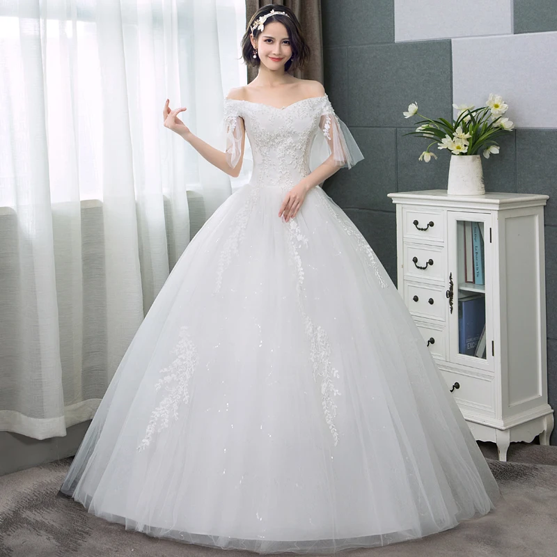 Fansmile Бесплатная доставка Тюль Mariage кружевные бальные платья свадебное платье 2019 Vestido De Noiva на заказ большие размеры Свадебные FSM-425F