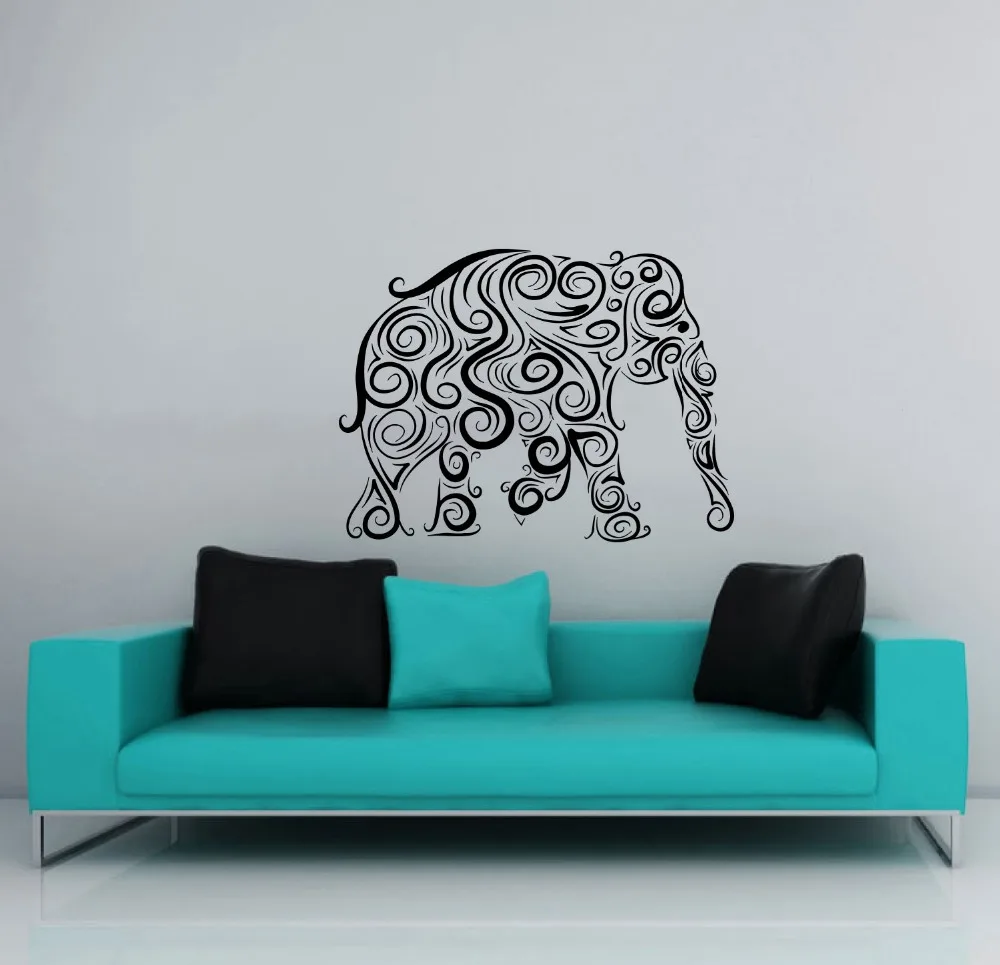 Large Bohemian Elephant Silhouette Wall Stickers Home Room Religious