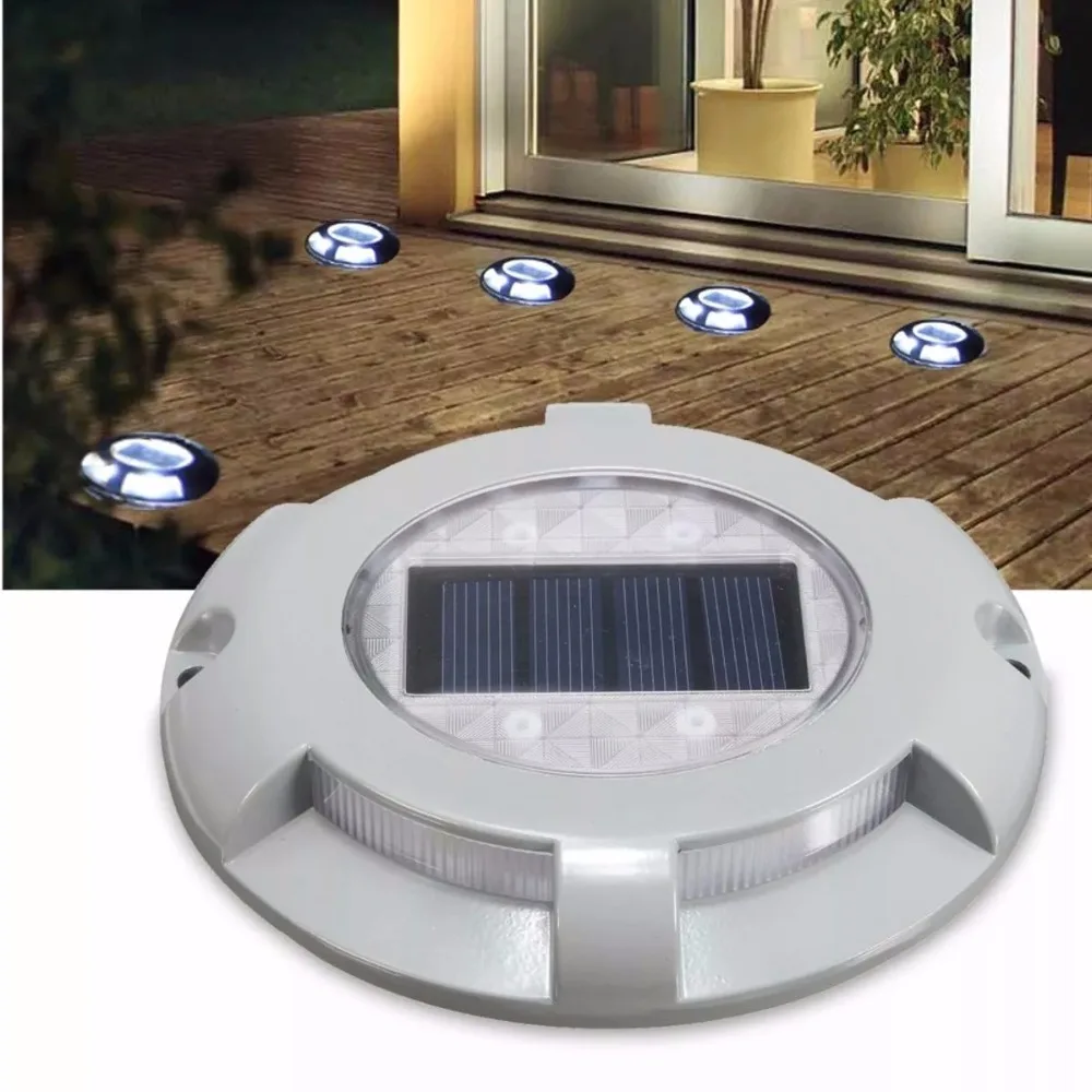 

4LED Solar Road Stud Lighting Aluminum Outdoor Road Security Lights Lamp Outdoor Driveway Pathway Yard Garden Step Lamp