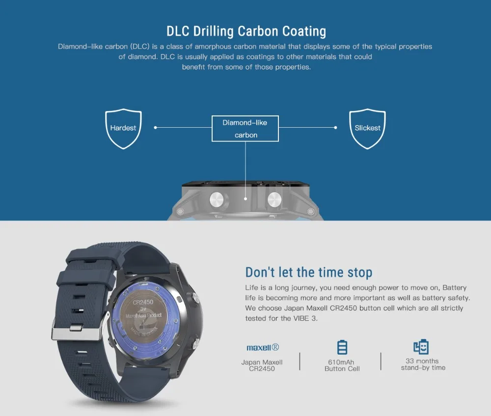 Zeblaze Vibe 3 IP67 водонепроницаемый smart watch 1,24 дюймов 610 мАч Мужчины Женщины bluetooth музыку погоду smartwatch для IOS телефонов Android