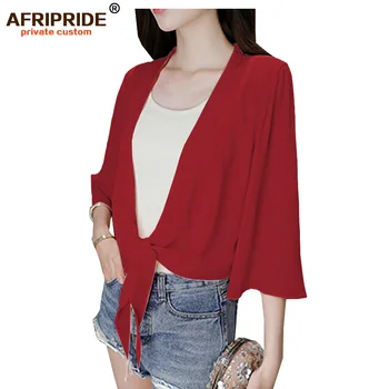 

2019 spring&autumn casual blouse for women AFRIPRIDE tailor made three quarter sleeve casual chiffon women blouse A1822003
