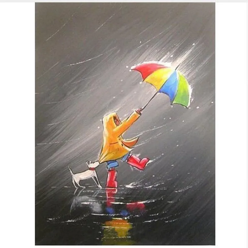 Hand painted Abstract Child & Dog Landscape Oil Painting ... Hand painted Abstract Child & Dog Landscape Oil Painting ...