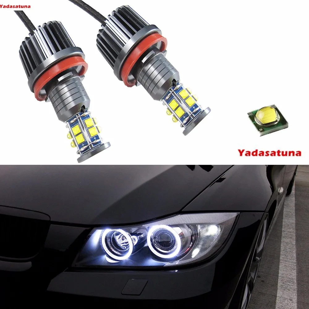 2X 120W CREE NEW H8 LED Angel Eyes Halo Ring Light Bulbs HID Xenon White For BMW 
