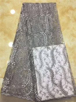 

Pretty gray embroidery African net lace fabric French lace apparel material for sewing PDN11(5yards/lot) multi color