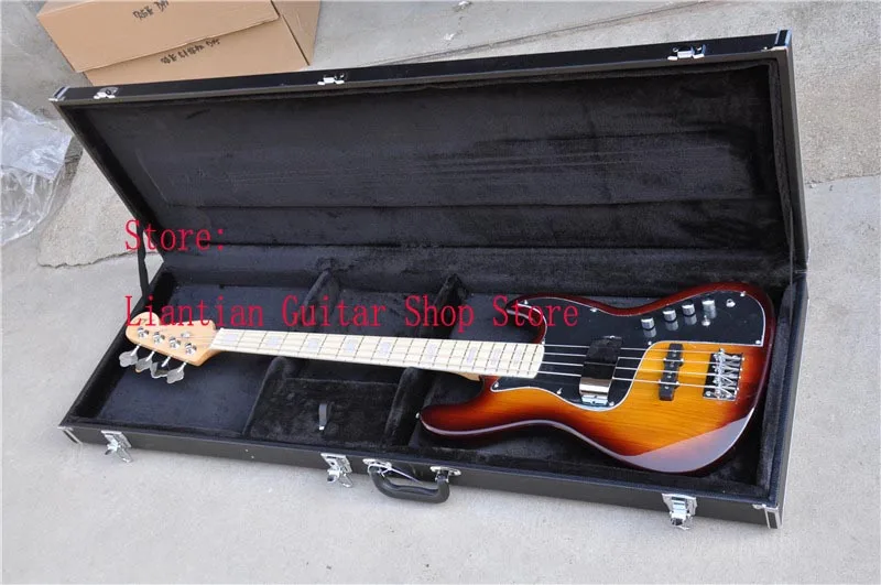 

Wholesale Popular Sunset color 4 String JAZZ Bass Guitar with 9V Active pickups with Square case -18530