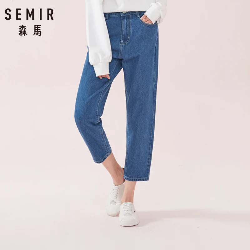 SEMIR Женские Ретро вымытые джинсы облегающие с высокой талией женские укороченные