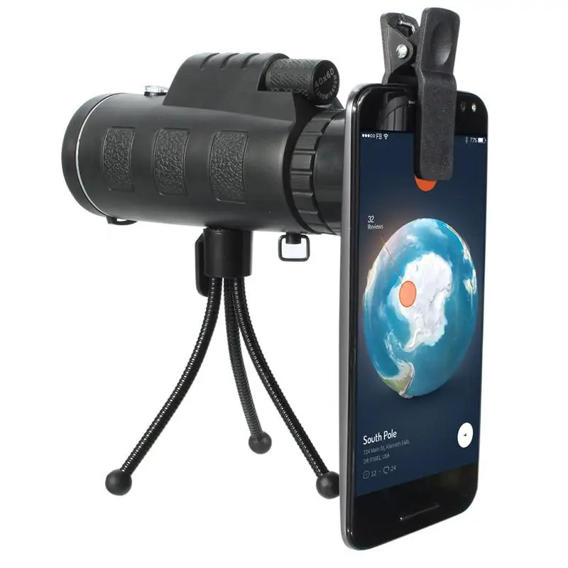 40X60 Zoom HD Dual Для Фокусировки Оптическая Призма Монокулярный Объектив Телескопа С Застежкой На Штатив Для Смартфонов