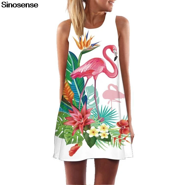 

Sexy Mini Short Dresses Women Vintage Flamingo Floral Dress 2019 Chiffon Holiday Vocation Summer Boho Style Beach Party Dresses