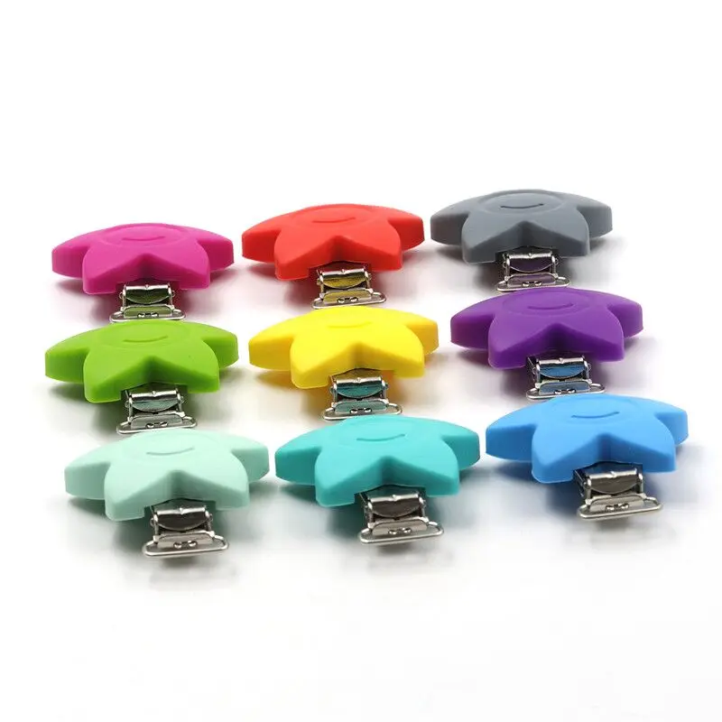 JOJOCHEW 2pcs Silicone Star pacifier clips Baby Safe Silicone Clip Charms For Pacifier Clip Chain Making Baby Shower Gift