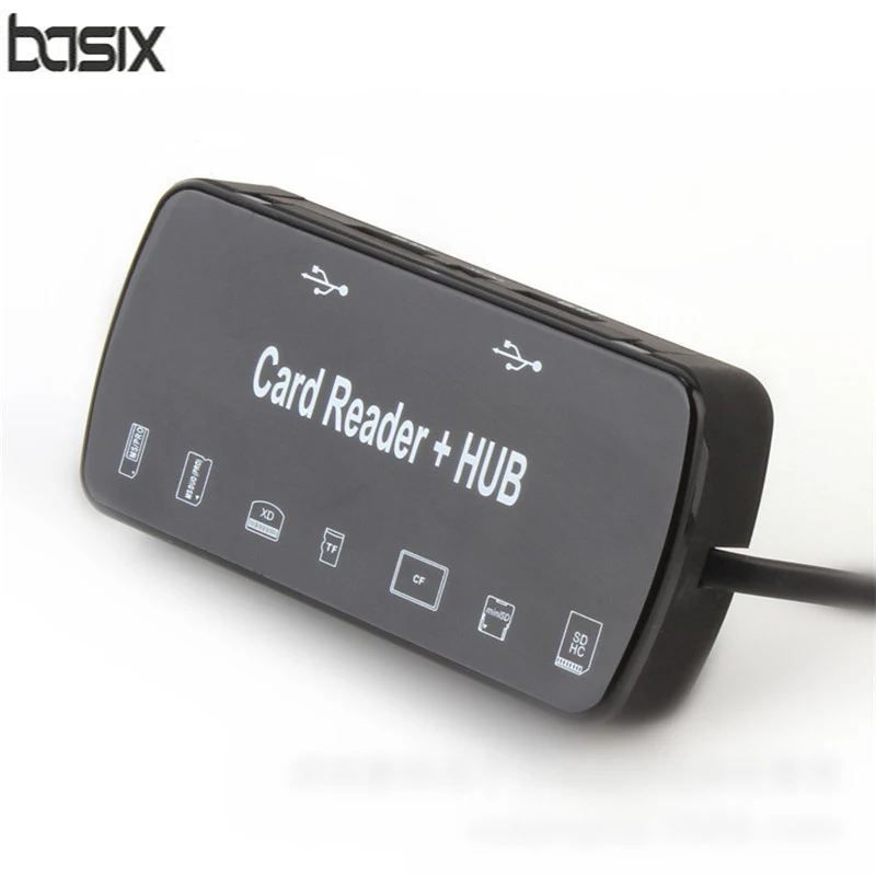 

BASIX 7 port USB 2.0 Hub Adapter 7 in 1 USB 2.0 OTG with 2 USB 2.0, MS/PRO,XD,TF,CF,SD/HC Card For Macbook Air Laptop PC Tablet