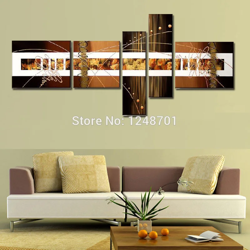 

5 Pcs/set 100% Hand-painted Golden abstract Art Decoration Oil Painting On Canvas Wall Pictures For Living Room