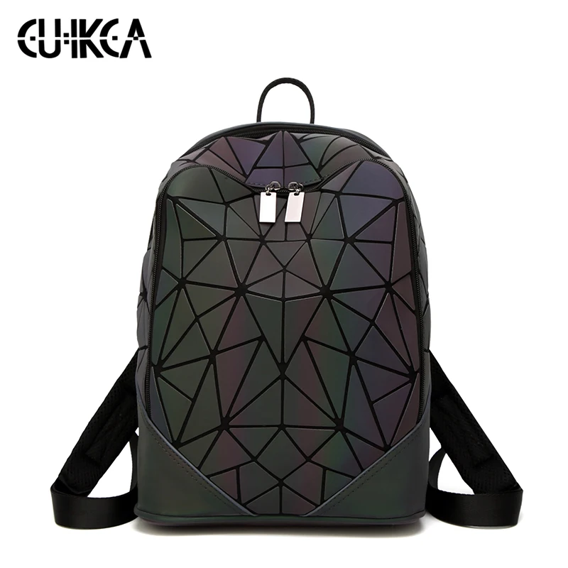

CUIKCA 2019 New Luminous Irregular Triangle Sequin Backpack for Women Fashionable Rucksack Female Backbag Korean