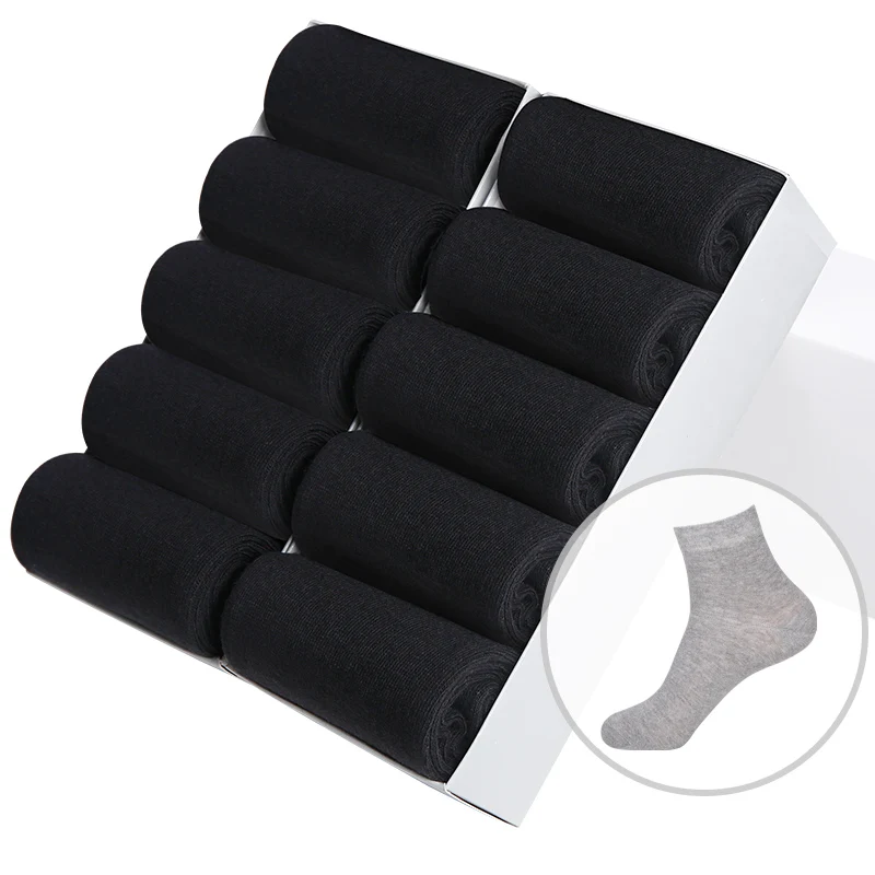 Casual Men's Business Socks For Men Cotton Brand Crew Black White Gray