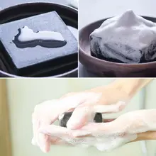 Квадратное мыло ручной работы с бамбуковым углем для глубокого очищения лица, отбеливания кожи, удаления угрей, контроль жирности, лечение акне, сужение пор