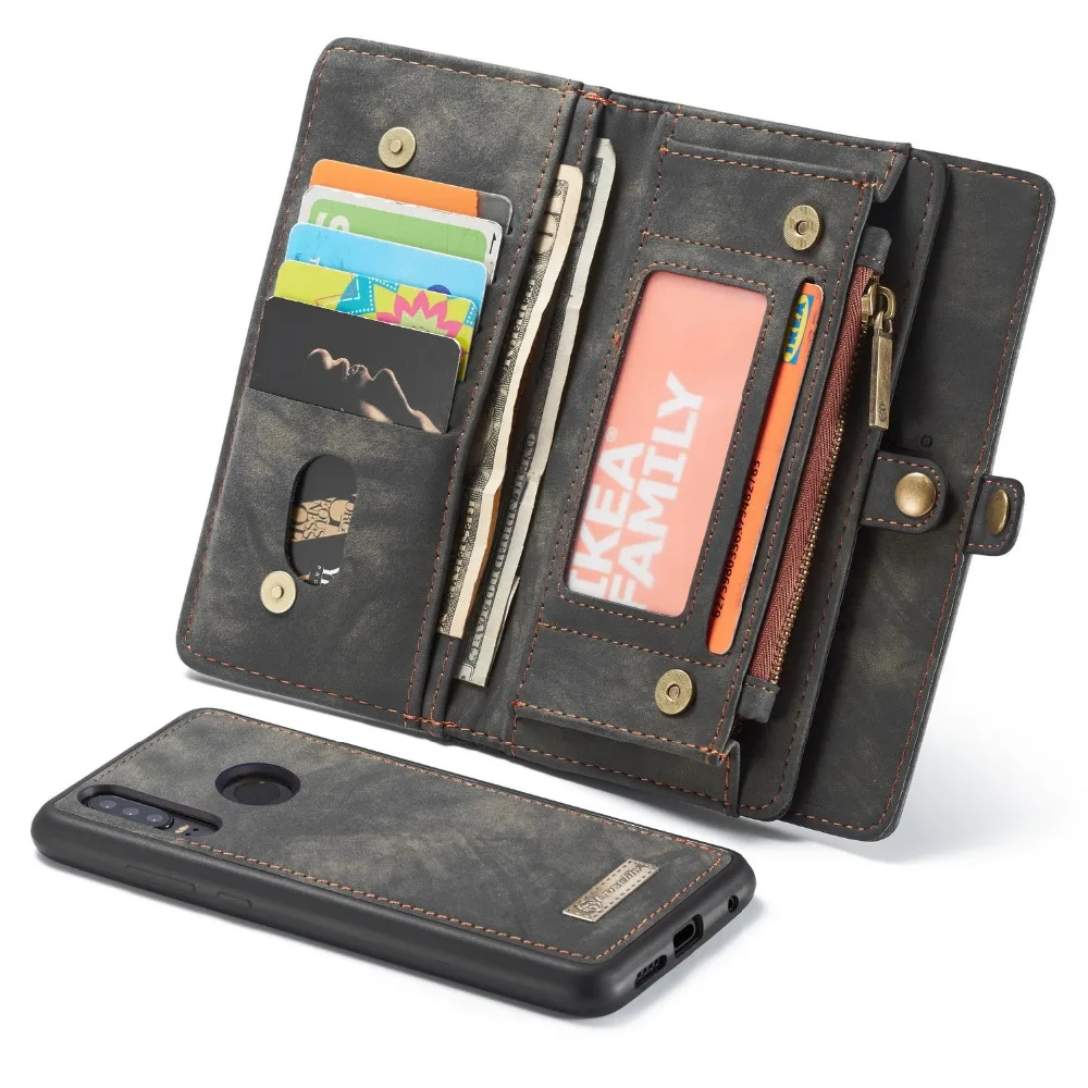 

Real Leather Cover For Huawei P30 Lite Cases Luxury Multi-Functional Business Wallet Case Kickstand Anti-knock With Card Pocket