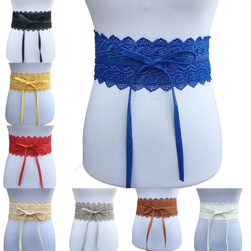 Boho Lace Fashion Womens Lady Stretch Buckle Waist Belt Wide Elastic Corset Weaving Waistband Clothing Decoration wide belts