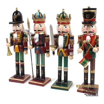 

4pcs/set Nutcracker King Queen Model Wooden Nutcracker Figurines Ornament Adorn Desk Decor Child Birthday Gift Wooden Crafts