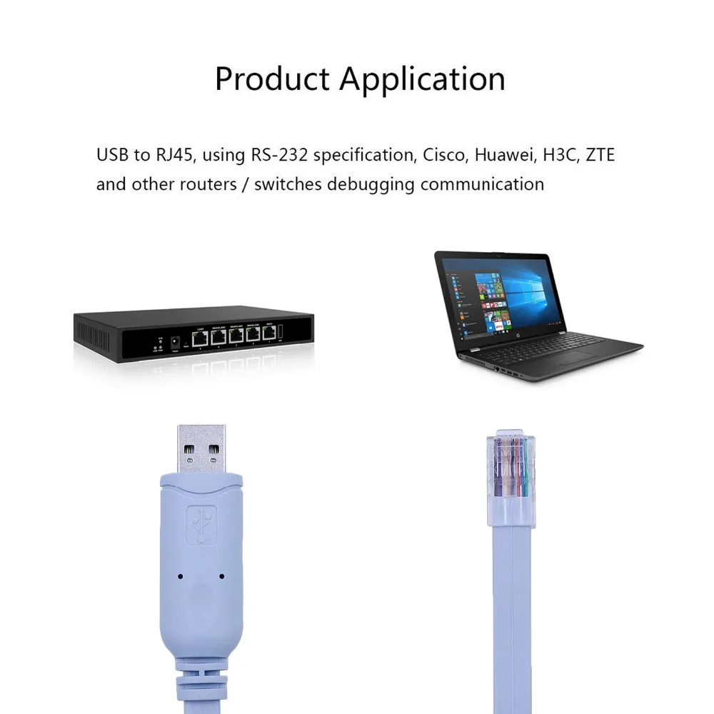 Cisco Console Cable, FTDI USB RS232 to RJ45 Console Cable for Cisco NETGEAR H3C HP Arba Huawei Routers Switches for Laptops