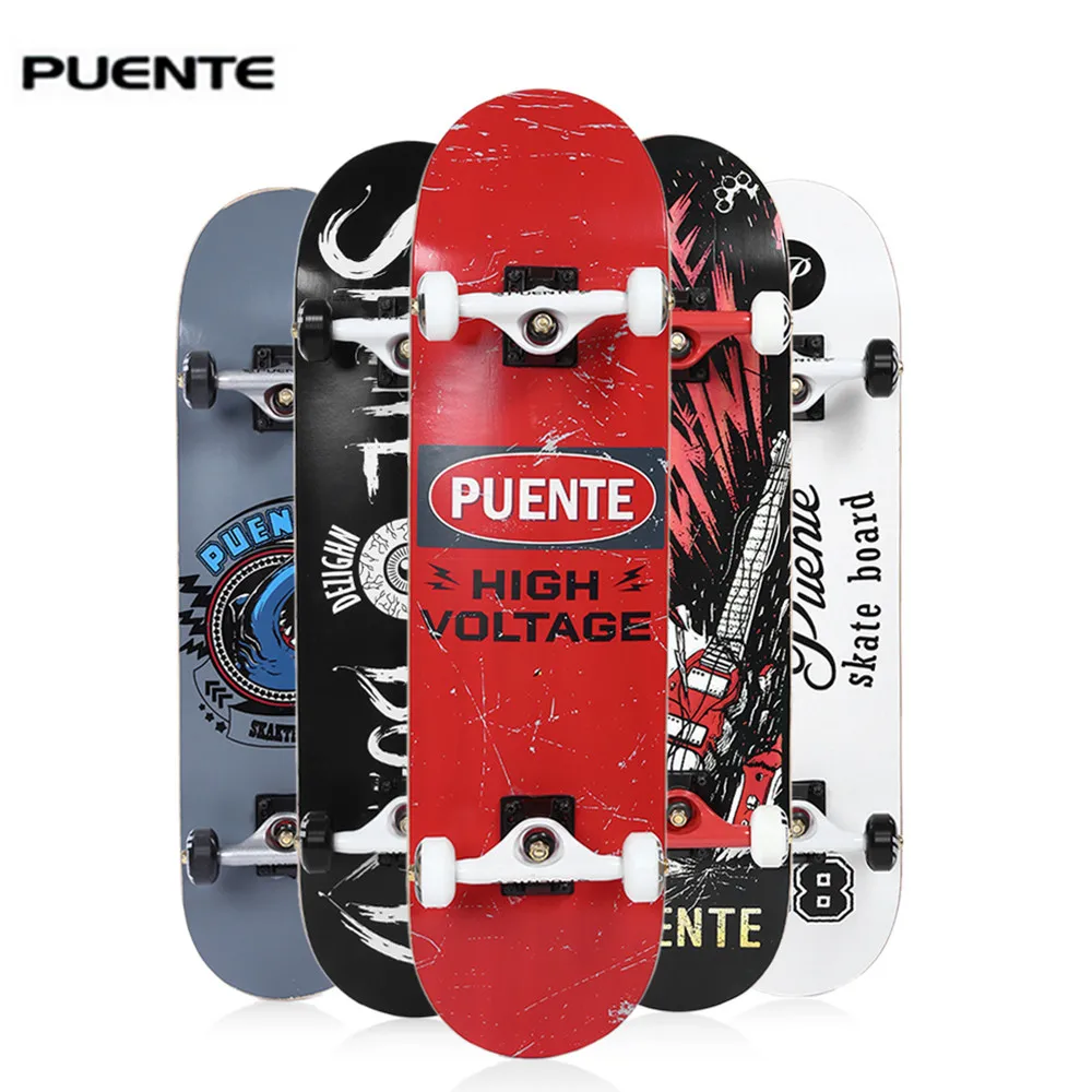 

PUENTE 608 ABEC-9 Adult Four-Wheel Double Snubby Maple Skateboard Skate Board Long Board Hoverboard Skateboarding Entertainment