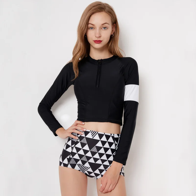 

Swimsuit For Surfing Rashguard Bathing Suit Fitted Swimsuits Separate Plus Size Surf Lycra Female Rash Guard Long Sleeve Ladies