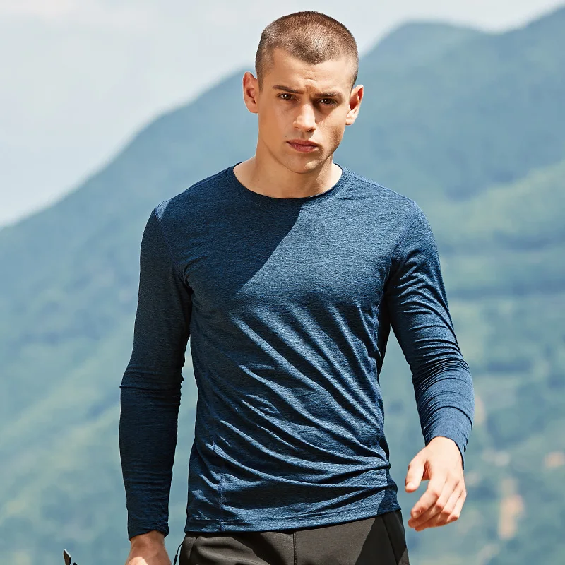 Летняя уличная походная футболка с длинными рукавами для мужчин, спортивная одежда для бега, фитнес, против морщин, удобная эластичность футболка из дышащей ткани