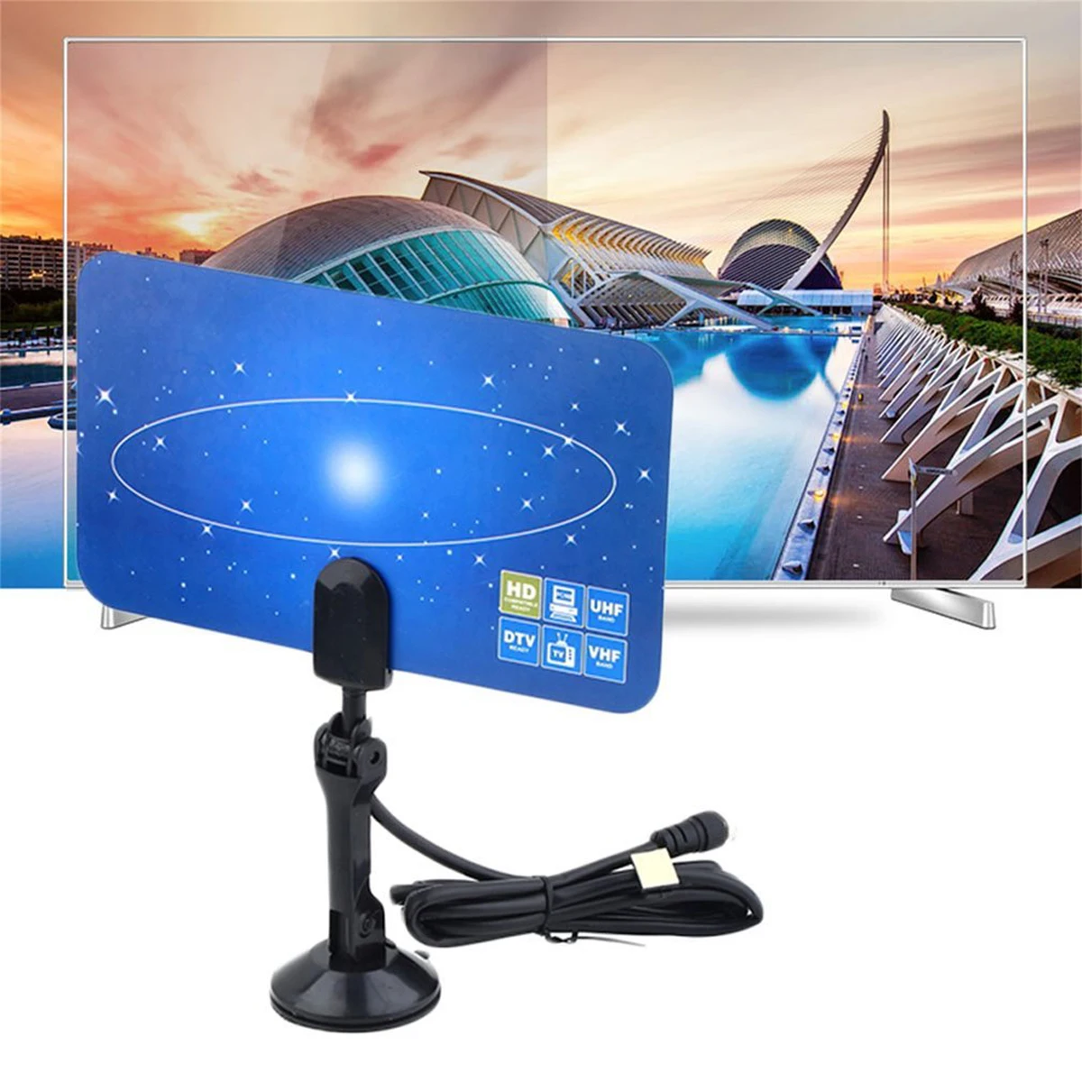 Цифровая HD ТВ антенна для помещений 1080P 4K HD 200 миля ультра тонкий ТВ сигнал с усилителем радиус Surf Fox DVB-T2 ТВ антенна